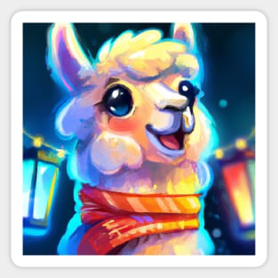 Cute Llama Drawing Sticker